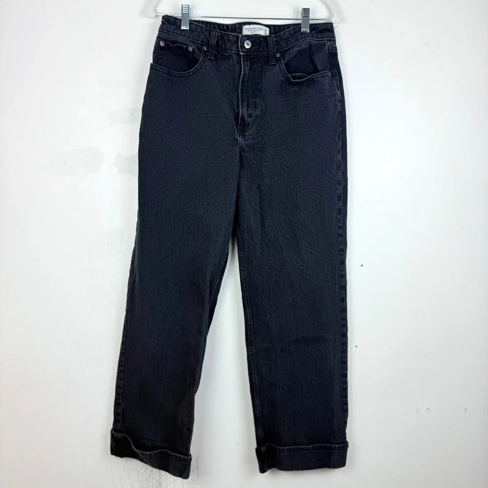 Abercrombie & Fitch 90s Relaxed Mom Jeans Black High Rise Vintage Inspired